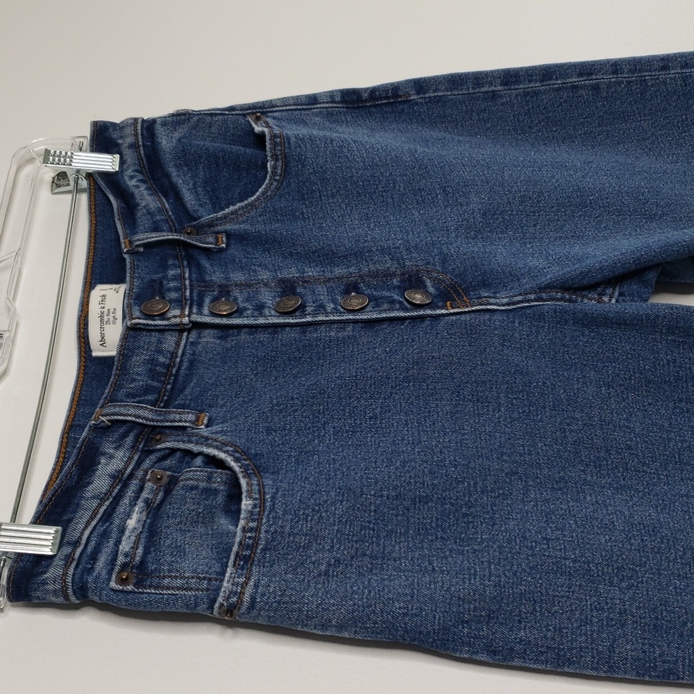 Abercrombie & Fitch The Mom Jeans button-front high-rise raw hem size 6/… - Picture 4 of 12